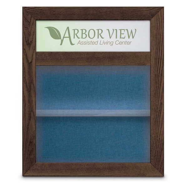 United Visual Products Outdoor Enclosed Combo Board, 42"x32", Bronze Frame/Blue & Medium Grey UVCB4232ODBZ-BLUE-MEDGRY - main